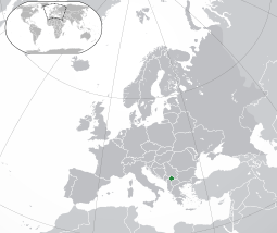 Map showing Kosovo in Europe