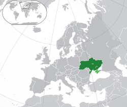 Location of  Ukraine  (green)in Europe  (green & dark grey)Disputed territory (light green)