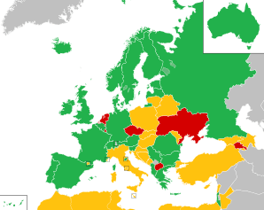 A coloured map of the countries of Europe