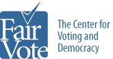 A blue box topped by a checkmark and with "FairVote" written inside