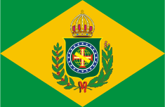 The flag of the Second Empire consisting of a green field in the center of which is a golden lozenge containing the Imperial coat of arms
