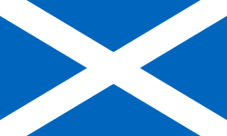 The Saltire, the national flag of Scotland; a white x shaped cross on a blue background.