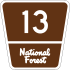 Federal Forest Highway 13 marker