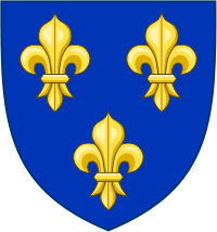 Royal Arms of France, three gold fleur-de-lis on a blue background