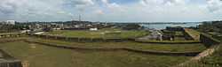 A panoramic view of a cricket stadium