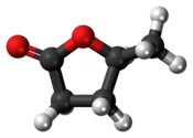 Ball-and-stick model of the γ-valerolactone molecule