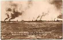 The German Seventh Half Flotilla cruising at sea consisting of five torpedo boats one of which did not take place at the Battle off Texel