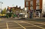 Hanwell Broadway on the junction of Uxbridge road, with Cherington Road and Boston Road.