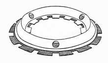  A pair of close-fitting plates, each formed with a conical ring and with teeth alternating between inside and outside on alternate plates