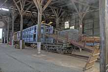 Here you can see the sheep-cattle car that the local High School students are working on at Steamtown Peterborough