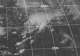 Satellite image of a tropical cyclone in the open Atlantic