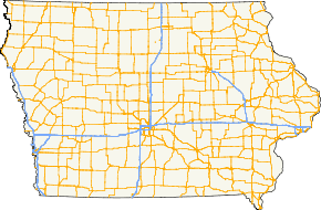The state of Iowa is served by over 10,000 miles (16,000 km) of primary roads. The roads are spaced out evenly across the state, with clusters of primary roads near population centers.
