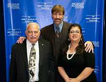 NAC Co-founder/Executive Director, Judge Jack Mandel, Co-Founder Dr Henry T. Nicholas, and Assistant Director Corina Espinoza, 2010 Thanksgiving Celebration at the Nicholas Academic Centers.