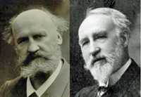 head shots of two 19th century professors, bearded and balding