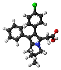 Ball-and-stick model of the licofelone molecule