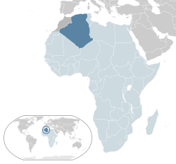 Location of  Algeria  (dark blue)– in Africa  (light blue & dark grey)– in the African Union  (light blue)