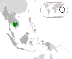 Location of  Cambodia  (green)in ASEAN  (dark grey)  –  [Legend]