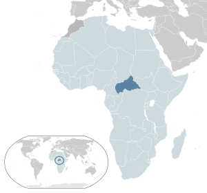 Location of  Central African Republic  (dark blue)– in Africa  (light blue & dark grey)– in the African Union  (light blue)