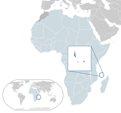 Location of  Comoros  (dark blue)– in Africa  (light blue & dark grey)– in the African Union  (light blue)