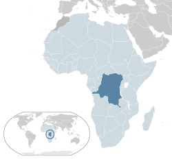 Location of  Democratic Republic of the Congo  (dark blue)– in Africa  (light blue & dark grey)– in the African Union  (light blue)