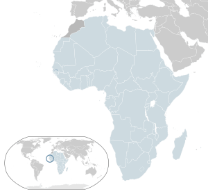 Location of  The Gambia  (dark blue)– in Africa  (light blue & dark grey)– in the African Union  (light blue)