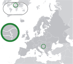 Location of Liberland in Europe