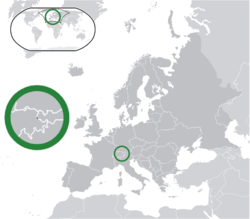 Location of  Liechtenstein  (green)in Europe  (dark grey)  –  [Legend]