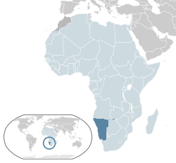 Location of  Namibia  (dark blue)– in Africa  (light blue & dark grey)– in the African Union  (light blue)