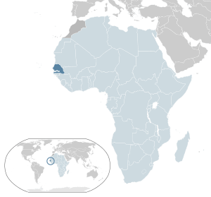 Location of  Senegal  (dark blue)– in Africa  (light blue & dark grey)– in the African Union  (light blue)