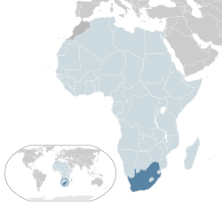 Location of  South Africa  (dark blue)– in Africa  (light blue & dark grey)– in the African Union  (light blue)