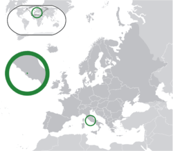 Map showing Vatican City in Europe