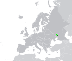 Territory claimed on 12 May 2014 (in light green) and currently occupied (dark green) by the Luhansk People's Republic