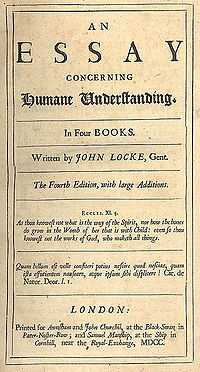 Page reads "An Essay Concerning Humane Understanding. In Four Books. Written by John Locke, Gent. The Fourth Edition, with large Additions. Eccles. XI. 5. As thou knowest not what is the way of the Spirit, nor how the bones do grow in the Womb of her that is with Child: even so thou knowest not the works of God, who maketh all things. Quam bellum est velle consteri potius nescire quod nescias, quam ista effutientum nauseare, atque ipsum sibi displicere! Cic. de Natur. Deor. l. I. London: Printed for Awasham and John Churchil, at the Black-Swan, in Pater-Noster-Row; and Samuel Manship, at the Ship in Cornhill, near the Royal Exchange, MDCC."