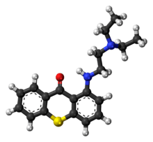 Ball-and-stick model of the lucanthone molecule