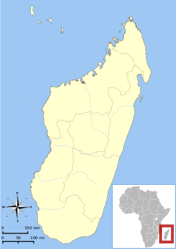 Location of Madagascar in relation to Africa