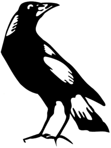 A magpie emblem.