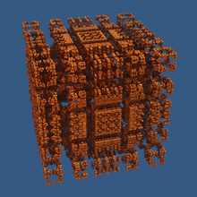 A three-dimensional Mandelbox fractal of scale 3.