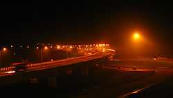 The Mannarpuram flyover pictured during night