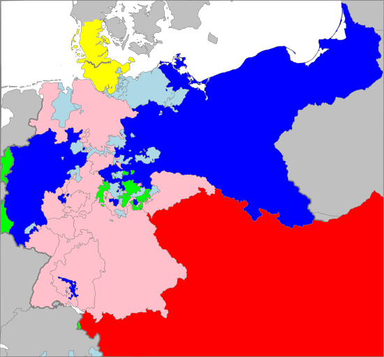 Map of alliances in the Austro-Prussian War