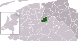 Highlighted position of Marum in a municipal map of Groningen