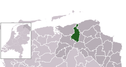 Highlighted position of Winsum in a municipal map of Groningen