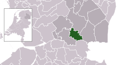 Highlighted position of Hoogeveen in a municipal map of Drenthe