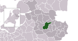 Highlighted position of Hellendoorn in a municipal map of Overijssel