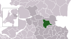 Highlighted position of Ommen in a municipal map of Overijssel