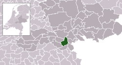 Highlighted position of Nijmegen in a municipal map of Gelderland