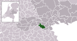 Highlighted position of Wijchen in a municipal map of Gelderland