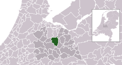 Highlighted position of De Bilt in a municipal map of Utrecht