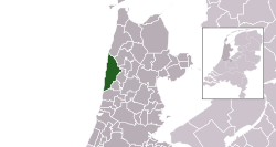 Highlighted position of Bergen (NH) in a municipal map of North Holland