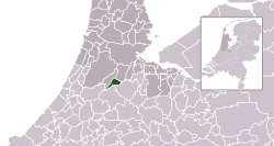 Highlighted position of Uithoorn in a municipal map of North Holland