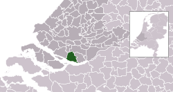 Highlighted position of Cromstrijen in a municipal map of South Holland